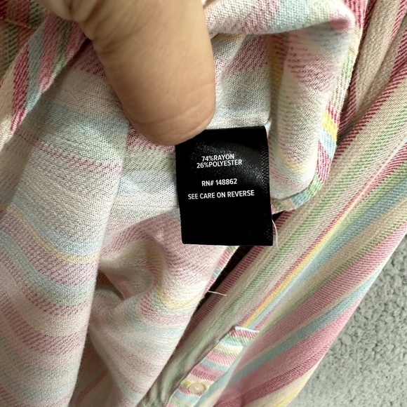Torrid Button Shirt Women 2‎ Pastel Rainbow Stripe Soft Girl Y2K Preppy Casual - Picture 5 of 7